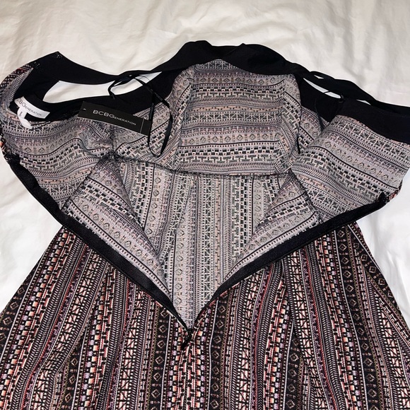 NEW BCBGENERATION Black Jacquard Fit & Flare Halter Dress - Picture 12 of 12